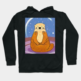 Otter Space, Meditating Otter Zen Illustration Hoodie